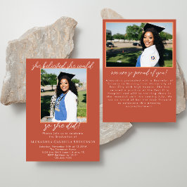 Terracotta 2 Photo Script Graduation Announcement  Inbjudningar