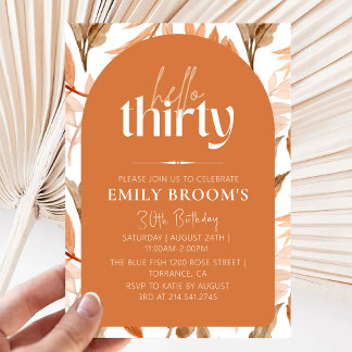 Terracotta 30års födelsedag Boho Firande Inbjudningar