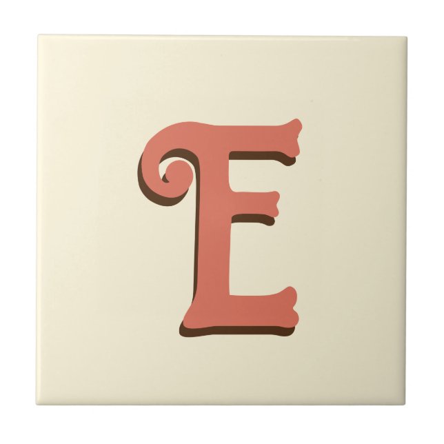 Terracotta 3D Modern Initial Brev | Elfenbenskuste Kakelplatta (Framsidan)