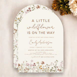 Terracotta A Little Wildblomme Baby Shower Inbjudningar