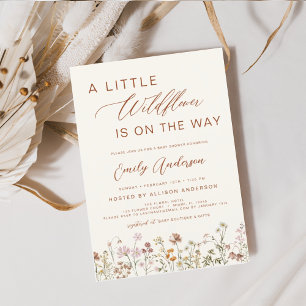 Terracotta A Little Wildblomme Baby Shower Inbjudningar
