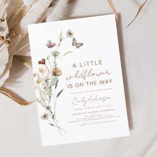 Terracotta A Little Wildblomme Baby Shower Inbjudningar