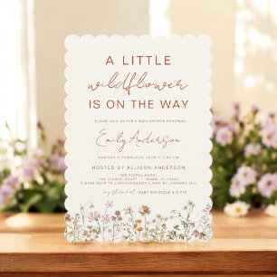 Terracotta A Little Wildblomme Baby Shower Inbjudningar
