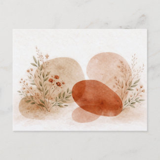 Terracotta Abstract Boho Botanical Watercolor Vykort