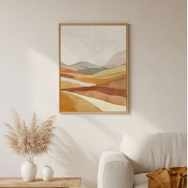 Terracotta Abstract Landscape Wall Art  Poster