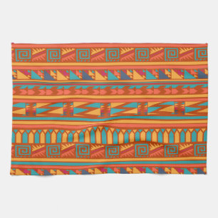 Terracotta Abstrakt Aztec Tribal Print Mönster Kökshandduk