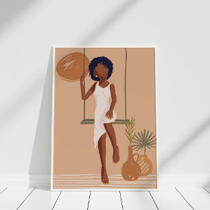 Terracotta Abstrakt Black Woman Porträtt Poster