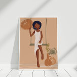 Terracotta Abstrakt Woman Porträtt Poster<br><div class="desc">Terracotta Abstrakt Woman Porträtt. Att byta kvinna i vit klänning. Boho modern abstrakt konst.</div>
