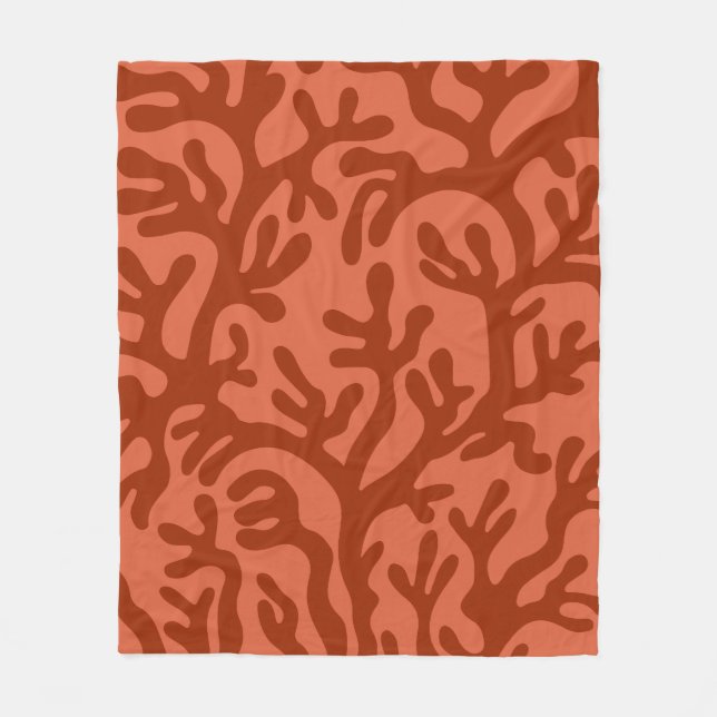 Terracotta Aesthetic Liquid Organic Shapes Mönster Fleecefilt (Framsidan)