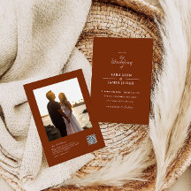 Terracotta allt-i-ett foto bröllopsinbjudan