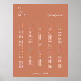 Terracotta Alphabetical Bröllop Seating Chart Poster
