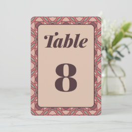 Terracotta and Dusty Rose Art Deco Table Number Inbjudningar