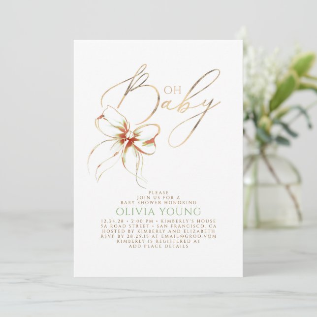 Terracotta and Sage Green Elegant Fall Baby Shower Inbjudningar (Stående Fram)