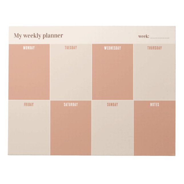 Terracotta and Sand Custom Weekly Planner Anteckningsblock (Framsida)