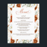 Terracotta and White Floral Elegant Wedding Menu Flygblad<br><div class="desc">White,  terracotta and earthy romantic flowers white menu cards</div>