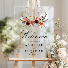 Terracotta Antlers Floral Wedding Welcome
