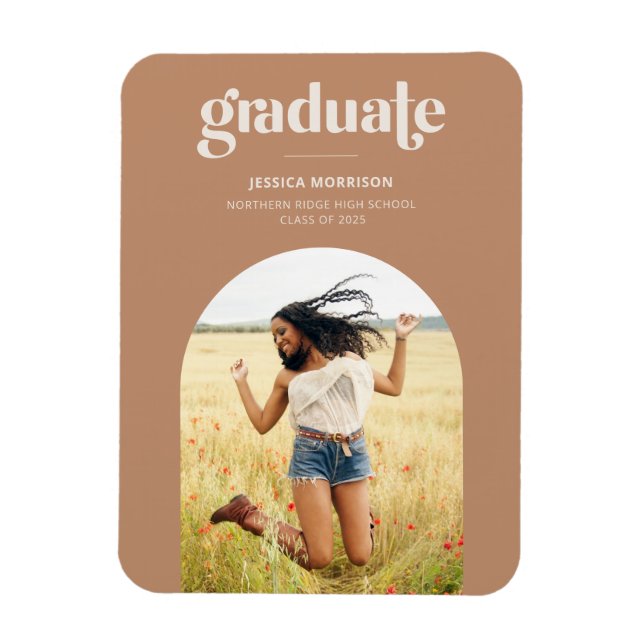 Terracotta Arch Bold Typography Grad Announcement Magnet (Vertikal)