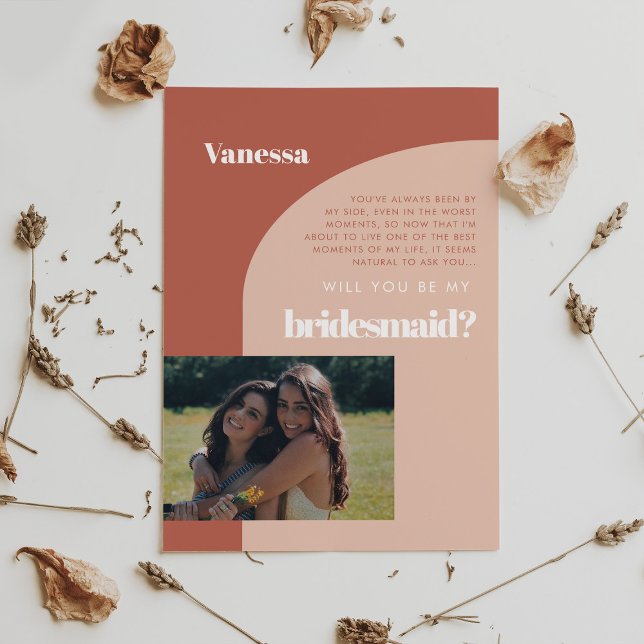 Terracotta arch Bridesmaid-fotokort frieri Inbjudningar (Skapare uppladdad)