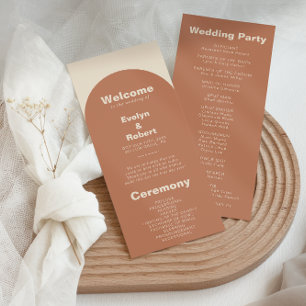 Terracotta Arch Minimalist Elegant Formal Bröllop Program