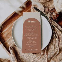 Terracotta Arch Minimalist Formal Bröllop Menu Meny
