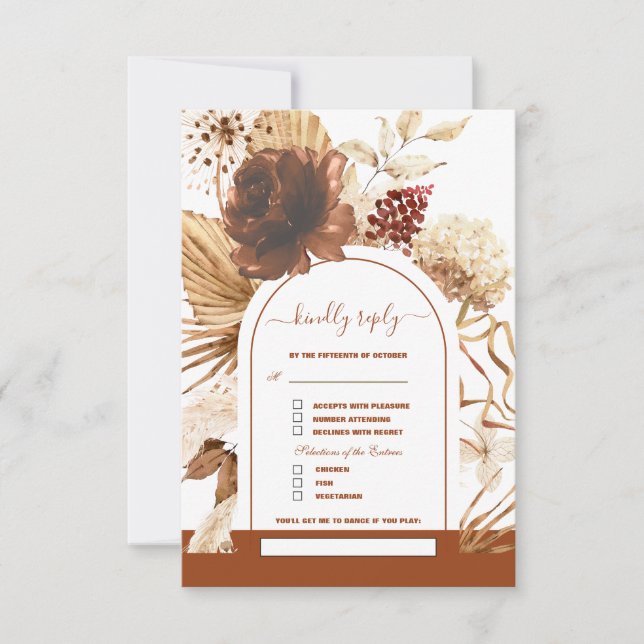 Terracotta Arch Pampas Grass Sång begäran Bröllop OSA Kort (Framsida)