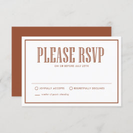 Terracotta ät, drick och gift dig bröllop OSA kort