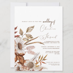 Terracotta Autumn Boho Photo Wedding bjudande. Inbjudningar