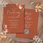 Terracotta Autumn Fall Blommigt QR Code Bröllop Inbjudningar<br><div class="desc">Den här hösthöstens höstinbjudan till höstbröllop kan vara personlig med din information i chic typografi med information om din bröllop webbplats och din QR-kod på motsatt sida. Designad av Thisisnotme©</div>
