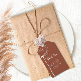 Terracotta Autumn Simple Blommigt Bröllop Tack Presentetikett