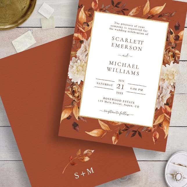 Terracotta avlägger bröllopsinbjudan inbjudningar (Terracotta Fall Wedding Invitation
)