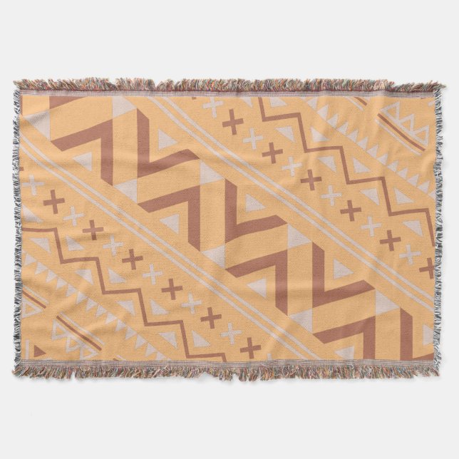 Terracotta Aztec Herringbone Modern Bohemian Stil Filt (Framsidan)