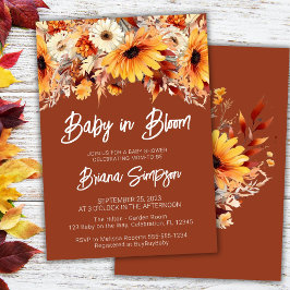 Terracotta Baby i Bloom Fall Blommigt Baby Shower Inbjudningar