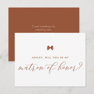 Terracotta-båge Vill du vara min brudtjänstekvinna Vykort