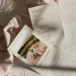 Terracotta Beige Boho Chic Earthy Modern Bröllop Spara Datumet