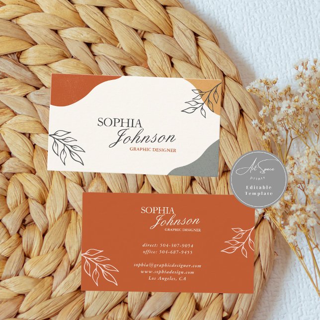 Terracotta & Beige Boho Minimalist Business Card Visitkort (Skapare uppladdad)