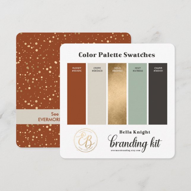 Terracotta Beige & Guld Färgpalett Färgkort Inbjudningar (Fram/baksida)