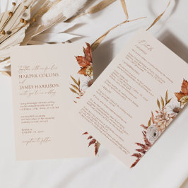 Terracotta Beige Modern Blommigt Boho Fall Wedding Inbjudningar