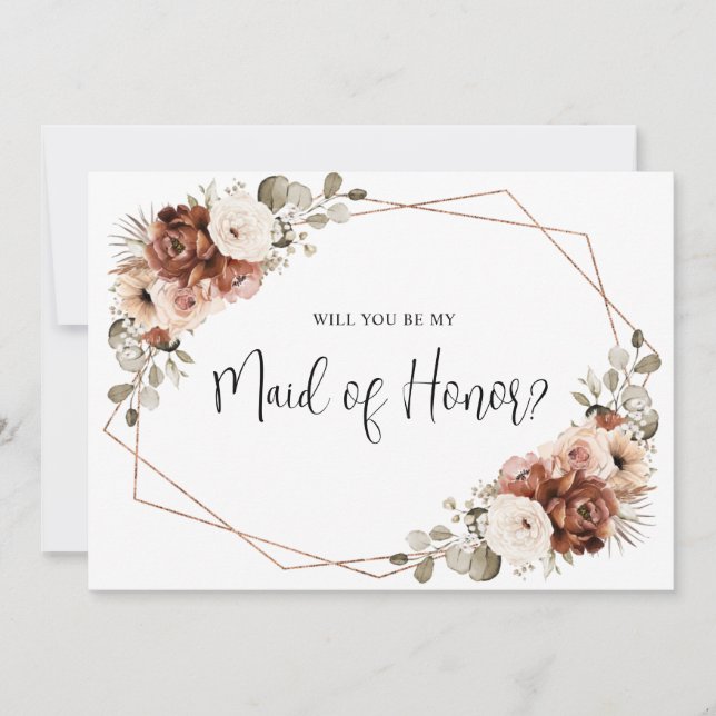 Terracotta Beige Sage blir min Maid of honor Inbjudningar (Framsida)
