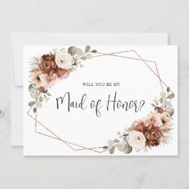 Terracotta Beige Sage blir min Maid of honor Inbjudningar