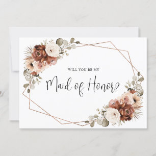 Terracotta Beige Sage blir min Maid of honor Inbjudningar