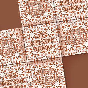 Terracotta Beige Seamless Mönster Emchef Fyrkantigt Visitkort