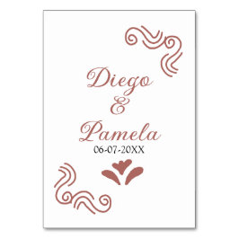 Terracotta black rustic spansk bröllop par en bordsnummer