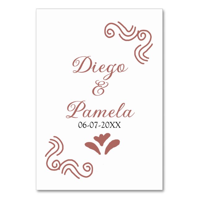 Terracotta black rustic spansk bröllop par en bordsnummer (Framsidan)