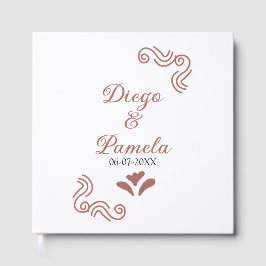 Terracotta black rustic spansk bröllop par en gästböcker