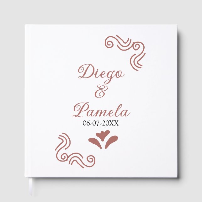 Terracotta black rustic spansk bröllop par en gästböcker (Framsida)