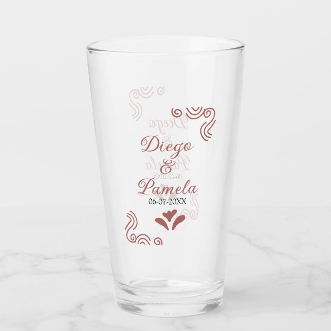 Terracotta black rustic spansk bröllop par en glaskopp (Framsida)