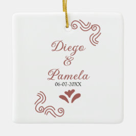 Terracotta black rustic spansk bröllop par en julgransprydnad keramik