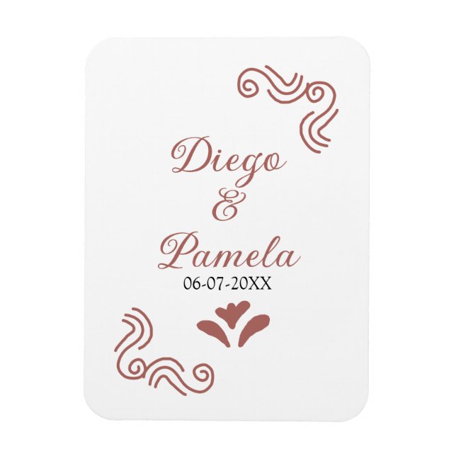 Terracotta black rustic spansk bröllop par en magnet (Vertikal)