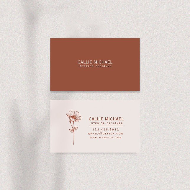 Terracotta Blommigt Affärskort Visitkort (Terracotta Floral Business Card  #terracotta #modern #simple #flower)