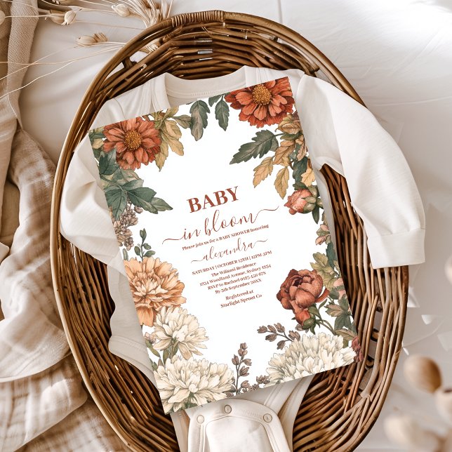 Terracotta Blommigt Baby i Bloom Baby Shower Inbjudningar (Skapare uppladdad)